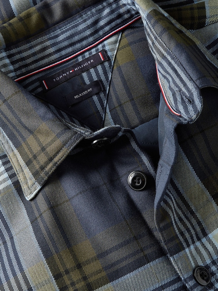 Tommy Hilfiger Blue Twill Relaxed Fit Padded Overshirt - Image 7 of 7 Tommy Hilfiger Blue Twill Relaxed Fit Padded Overshirt - Image 7 of 7