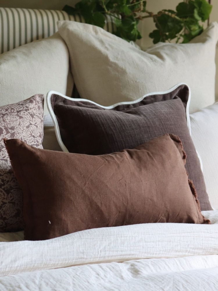 Ellenvale Interiors Chocolate Brown Esmee Linen Cushion Cover 50 x 30cm 45 X 45cm - Image 1 of 1