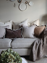 Ellenvale Interiors Chocolate Brown Darcy Stripe Ruffle Cushion Cover 45x45 - Image 2 of 4