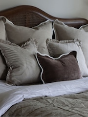 Ellenvale Interiors Chocolate Brown Darcy Stripe Ruffle Cushion Cover 45x45 - Image 3 of 4