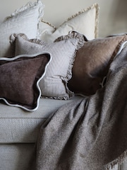 Ellenvale Interiors Chocolate Brown Darcy Stripe Ruffle Cushion Cover 45x45 - Image 4 of 4