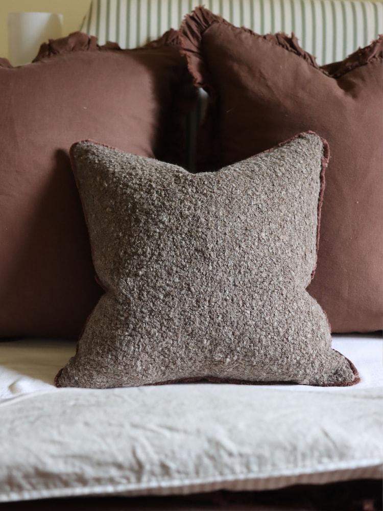Ellenvale Interiors Chocolate Brown Sofia Boucle Cushion Cover 45x45 - Image 2 of 3 Ellenvale Interiors Chocolate Brown Sofia Boucle Cushion Cover 45x45 - Image 2 of 3