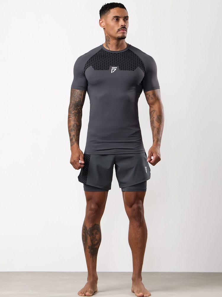 Gym King Grey Fight Division Combat Short Sleeve Rash Guard T-Shirt - Image 1 of 4