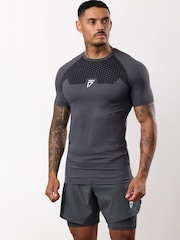 Gym King Grey Fight Division Combat Short Sleeve Rash Guard T-Shirt - Image 3 of 4