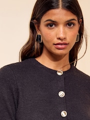 Friends Like These Black Cosy Button Through Cardi Slip Midi Dress - Image 3 of 4
