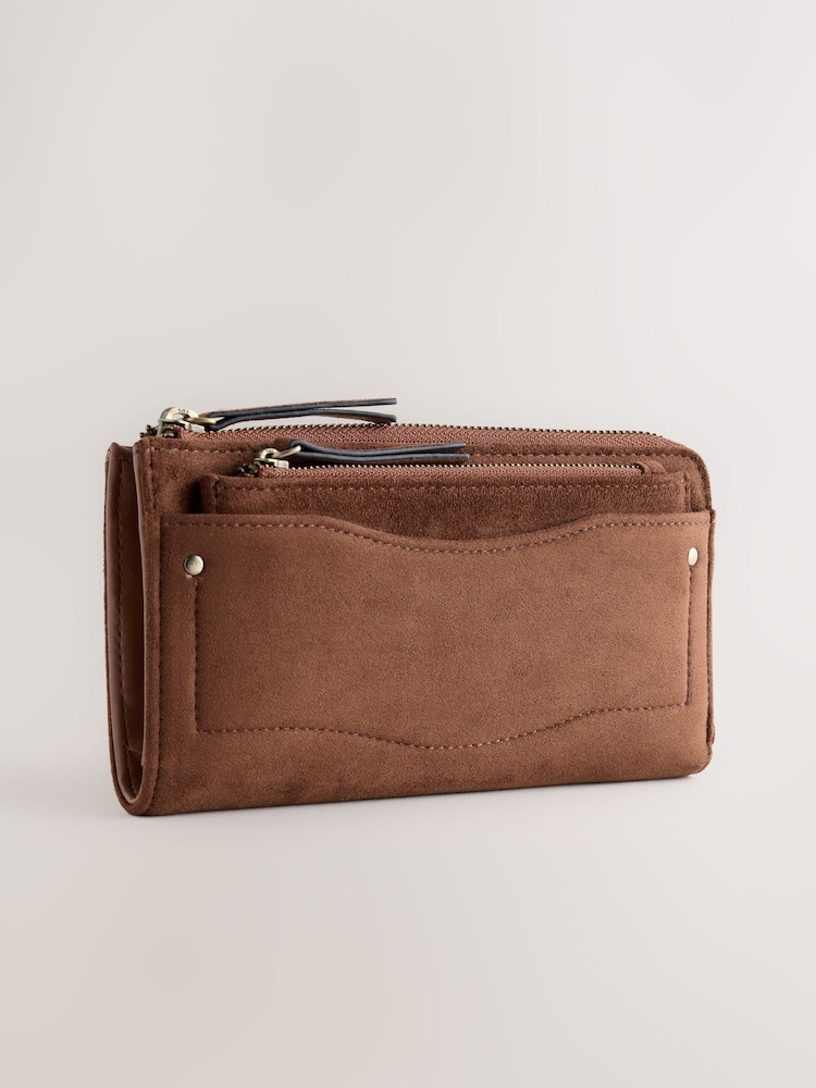 Marrón tostado - Suedette Large Zip Purse - Imagen 1 de 5 Marrón tostado - Suedette Large Zip Purse - Imagen 1 de 5