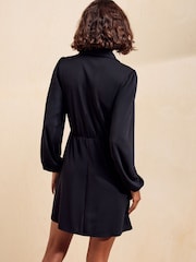 Friends Like These Black Long Sleeve Hardware Detail Wrap Mini Dress - Image 5 of 5
