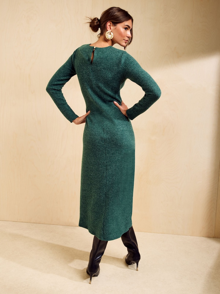 Friends Like These Olive Green Petite Cosy Long Sleeve Hardware Detail Midi Dress - Image 5 of 5 Friends Like These Olive Green Petite Cosy Long Sleeve Hardware Detail Midi Dress - Image 5 of 5