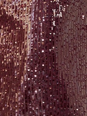 Friends Like These Burgundy Red Curve Lace Detail Sequin Midi Dress - Image 6 of 6