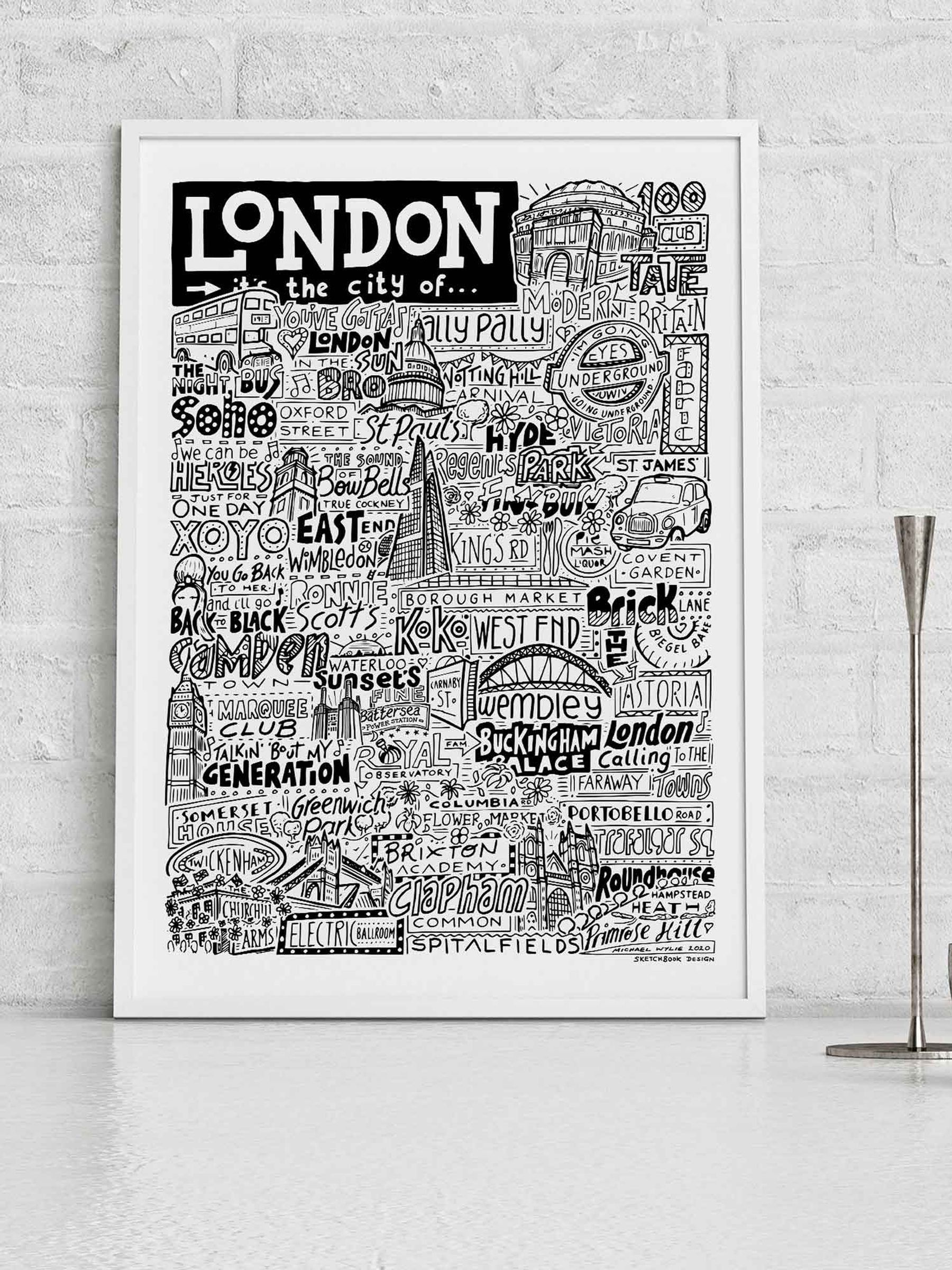 Sketchbook Design London Landmarks Art Print - A3 - Image 2