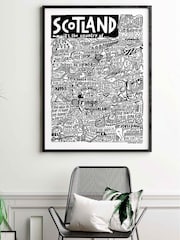 Sketchbook Design Multi Scotland Landmarks Illustration Framed Wall Art Print - Image 3 of 4