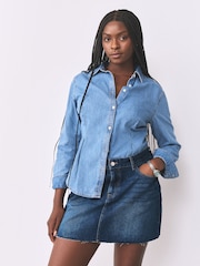 Denim Dark Blue Hourglass Denim Mini Skirt - Image 1 of 6