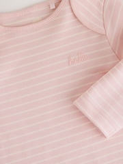 Ecru/Pink Cloud Long Sleeve Baby Bodysuits 5 Pack - Image 10 of 11