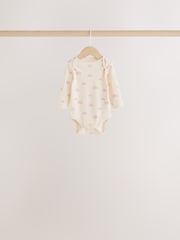 Ecru/Pink Cloud Long Sleeve Baby Bodysuits 5 Pack - Image 3 of 11