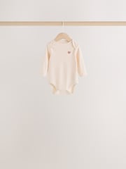 Ecru/Pink Cloud Long Sleeve Baby Bodysuits 5 Pack - Image 4 of 11
