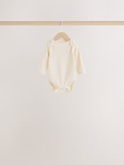 Ecru/Pink Cloud Long Sleeve Baby Bodysuits 5 Pack - Image 6 of 11