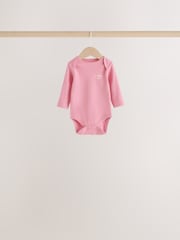Ecru/Pink Cloud Long Sleeve Baby Bodysuits 5 Pack - Image 7 of 11
