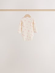 Ecru/Pink Cloud Long Sleeve Baby Bodysuits 5 Pack - Image 8 of 11