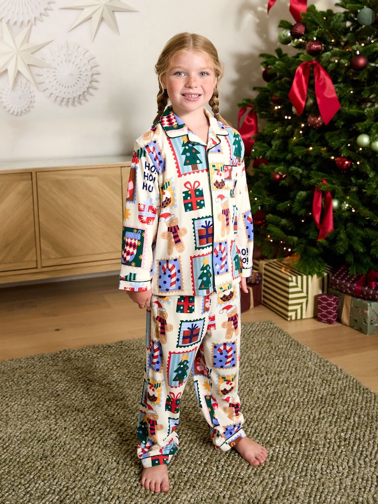 Ecru All Over Print Christmas Matching Family Pyjamas (9mths-16yrs) - Image 2 of 9 Ecru All Over Print Christmas Matching Family Pyjamas (9mths-16yrs) - Image 2 of 9