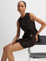 River Island Brown Wrap Button Tailored Skirt - Image 4 of 4