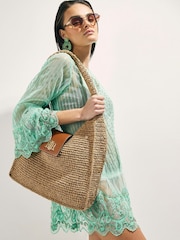 River Island Brown Raffia Slouch Shoulder Bag - Image 1 of 5