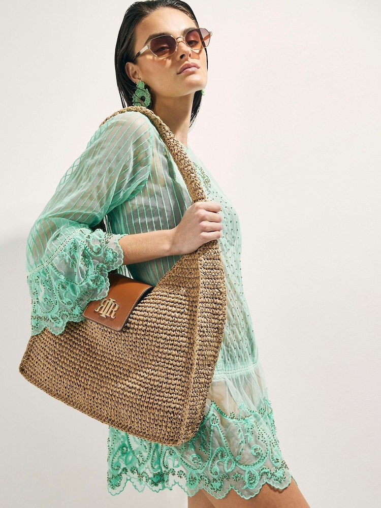 River Island Brown Raffia Slouch Shoulder Bag - Image 1 of 5