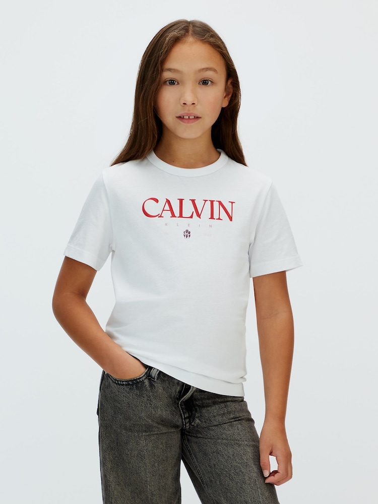 Calvin Klein White Logo T-Shirt - Image 1 of 6 Calvin Klein White Logo T-Shirt - Image 1 of 6