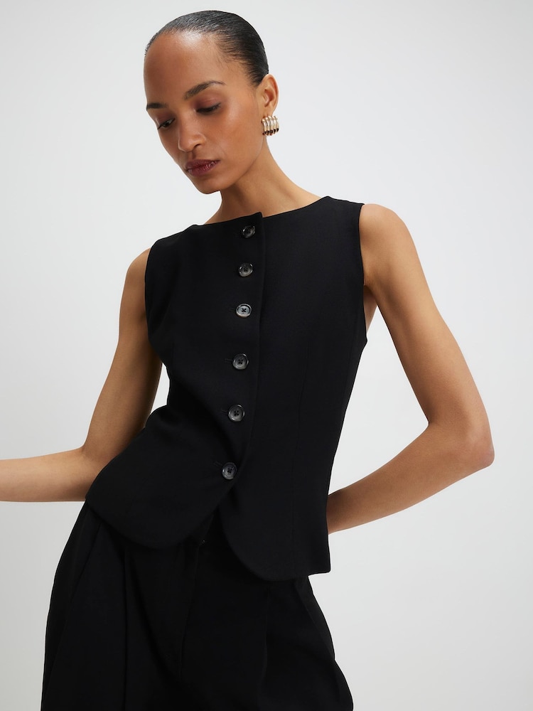 River Island Black Sleeveless High Neck Waistcoat - Image 1 of 4