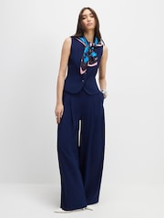 River Island Blue Tailored Wide Leg Trousers - Image 1 of 4
