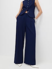 River Island Blue Tailored Wide Leg Trousers - Image 2 of 4