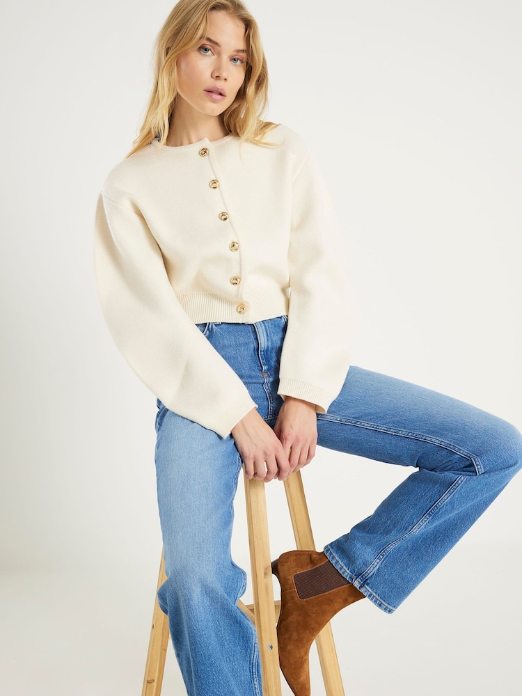 River Island Strickjacke mit strukturierten Ärmeln - Bild 1 von 4