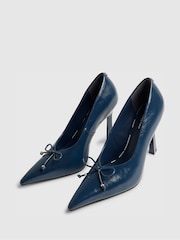 River Island Blue Bow Heeled Court Shoes - Image 3 of 4