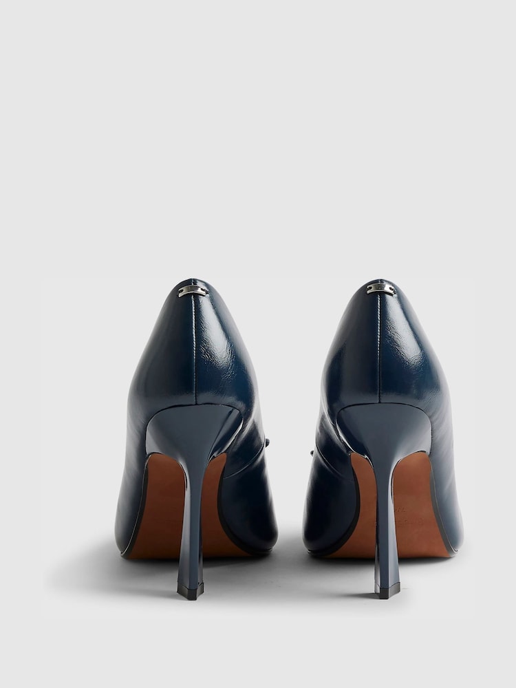 River Island Blue Bow Heeled Court Shoes - Image 4 of 4 River Island Blue Bow Heeled Court Shoes - Image 4 of 4
