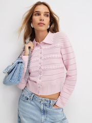 River Island Scallop Trim Daisy Cardigan - תמונה 1 מתוך 4