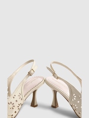 River Island Cream 3D Flower Heeled Court Shoes - Image 4 of 5