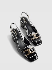 River Island Black Slingback Heeled Loafer Court Shoes - Image 4 of 5
