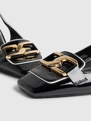 River Island Black Slingback Heeled Loafer Court Shoes - Image 5 of 5