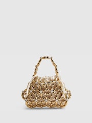 River Island Gold Beaded Flower Grab Bag - Image 2 of 5