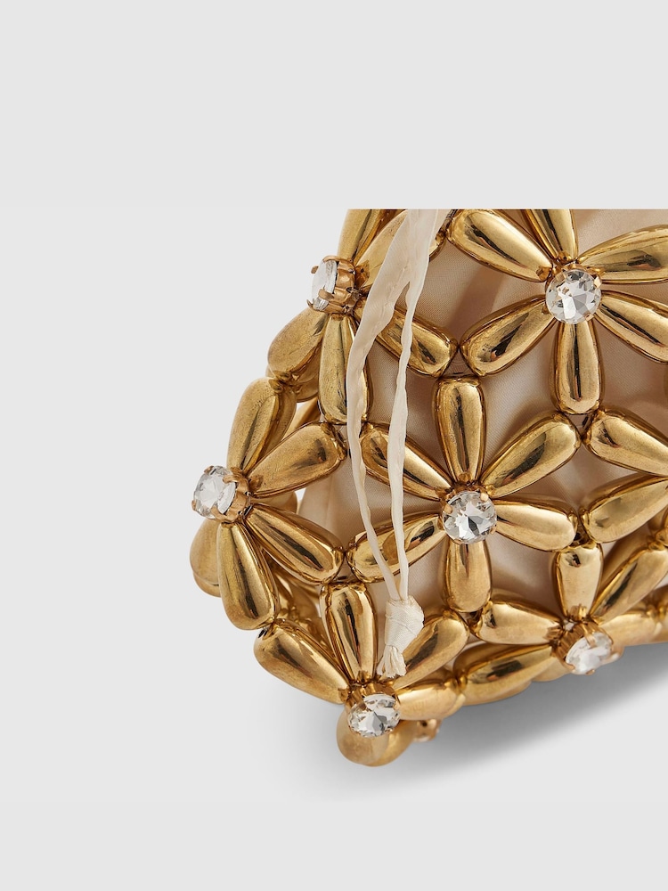 River Island Gold Beaded Flower Grab Bag - Image 5 of 5