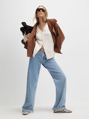 River Island Cream Long Sleeve V-Neck Cardigan - Image 1 of 4