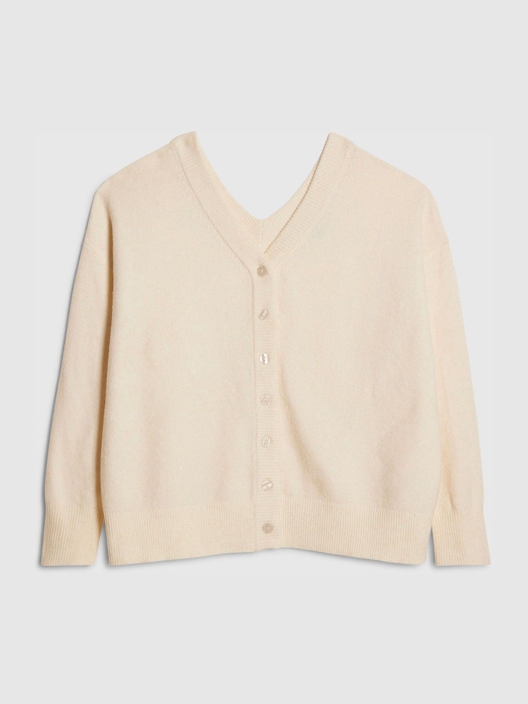 River Island Cream Long Sleeve V-Neck Cardigan - Image 4 of 4