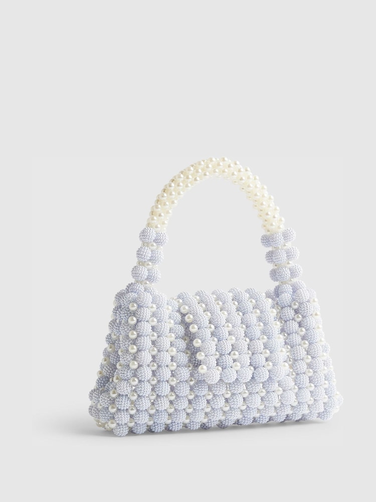 River Island Blue Beaded Pearly Grab Bag - Image 1 of 3 River Island Blue Beaded Pearly Grab Bag - Image 1 of 3