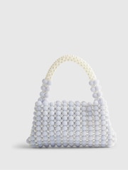 River Island Blue Beaded Pearly Grab Bag - Image 4 of 6