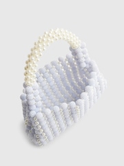 River Island Blue Beaded Pearly Grab Bag - Image 6 of 6