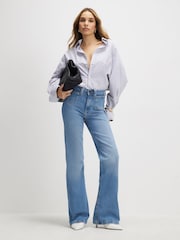 River Island Blue High Rise Pocket Front Flared Jeans - Image 1 of 4