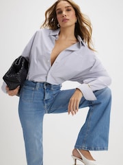 River Island Blue High Rise Pocket Front Flared Jeans - Image 3 of 4