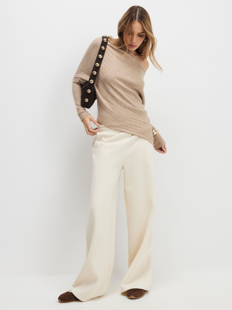 River Island Brown Long Sleeve Bardot Ribbed Jumper - Image 2 of 4 River Island Brown Long Sleeve Bardot Ribbed Jumper - Image 2 of 4