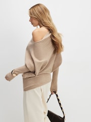 River Island Brown Long Sleeve Bardot Ribbed Jumper - Image 3 of 4