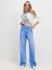 River Island Blue Mid Rise Relaxed Straight Jeans - Image 1 of 3