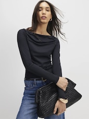 River Island Black/Grey Long Sleeve Slash Neck Drape Tops 2 Pack - Image 2 of 6